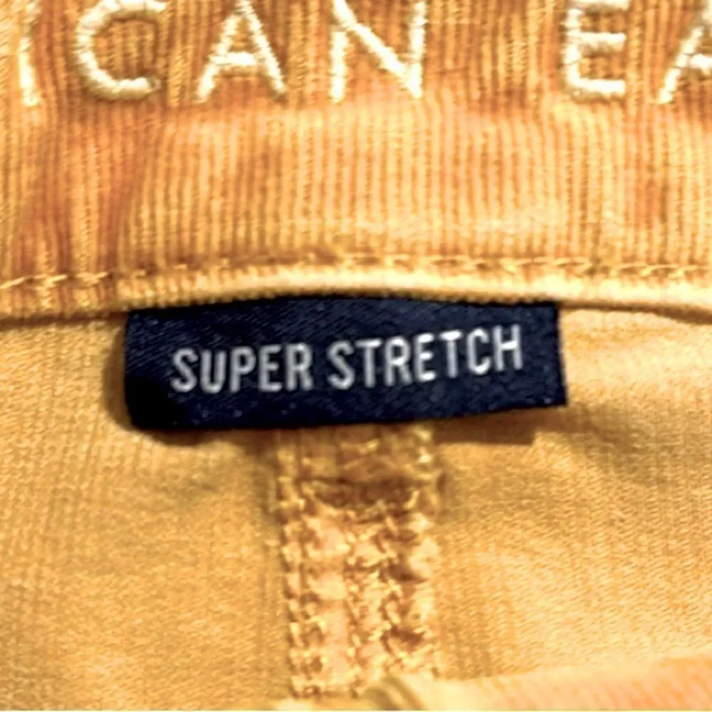 American Eagle Golden Tan Corduroy Patch Pocket Super Stretch Mini Skirt